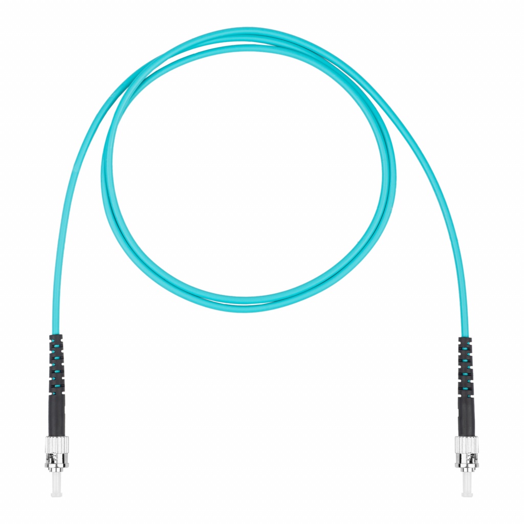 Шнур оптический коммутационный (патч-корд), ST-ST симплекс (simplex) OM3, нг(А)-HF, бирюзовый, 1,0 м