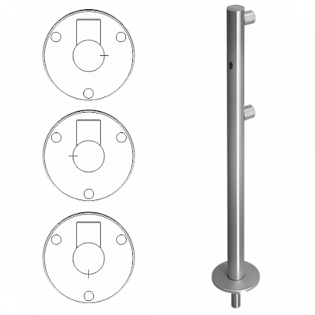 Стойка ограждения съемная односторонняя с отверстием под фиксатор , 2 муфты и отверстие справа
